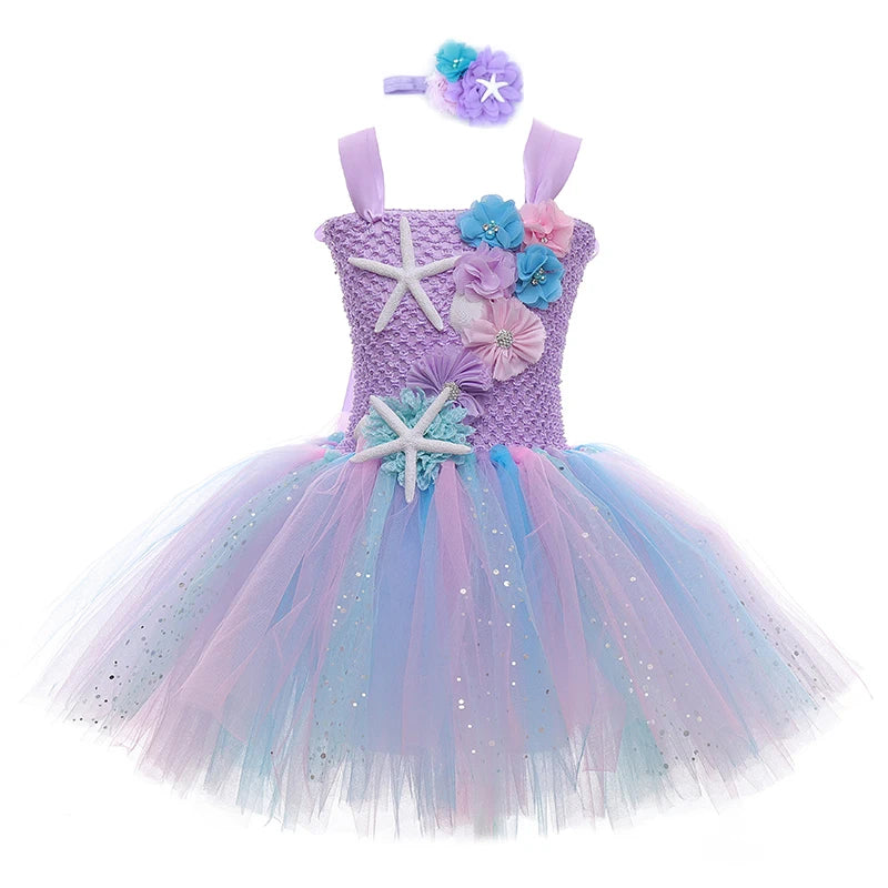 Mermaid Girl Tutu Dress - Princess Party Dresses for Girls