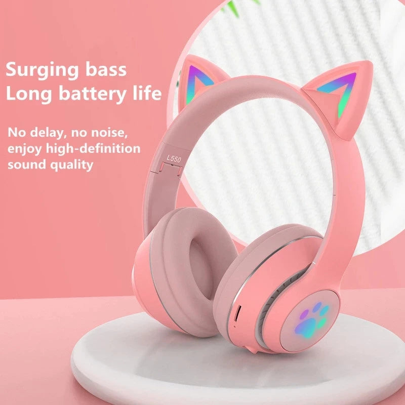 Wireless Cat Ear Gaming Headset 5.0