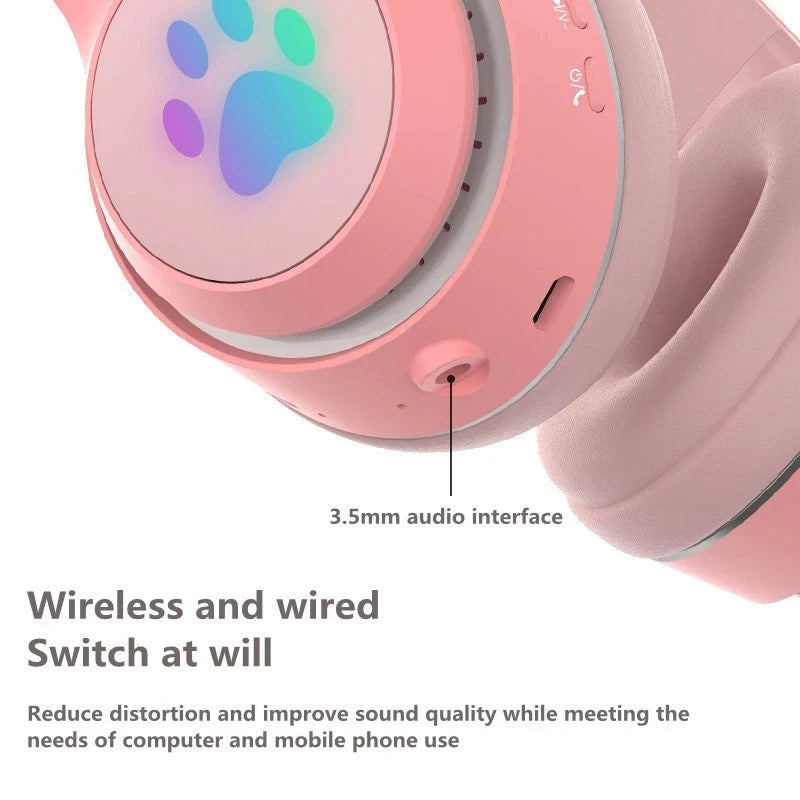 Wireless Cat Ear Gaming Headset 5.0