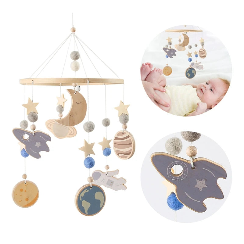 Boho Wood Mobile Baby Bed Bell