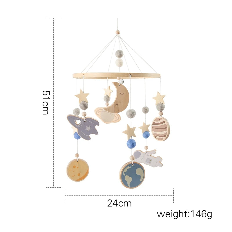 Boho Wood Mobile Baby Bed Bell