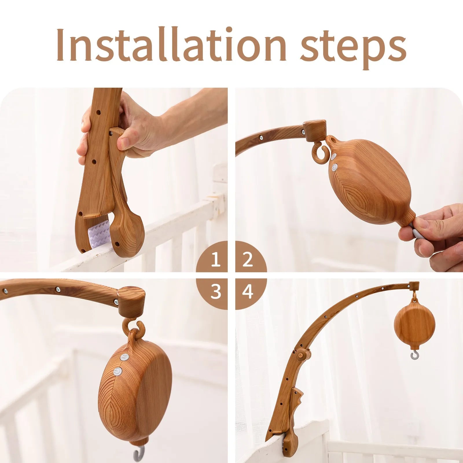 Wooden Baby Crib Mobile Holder