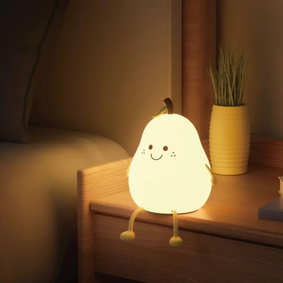 Cartoon LED Silicone Pear Night Light USB Table Lamp